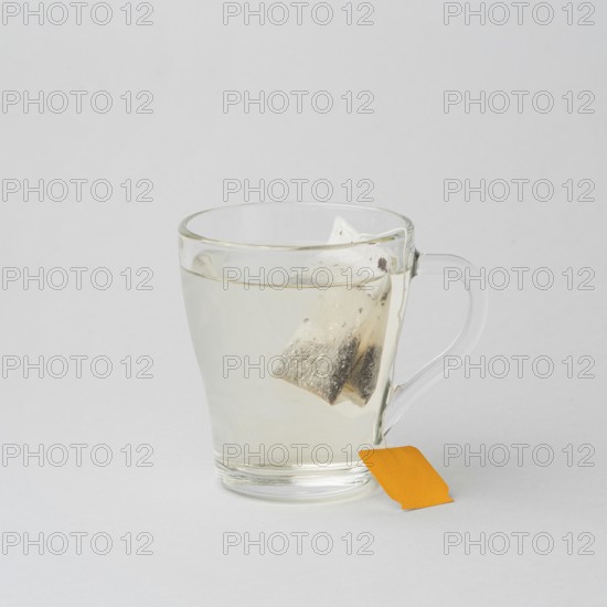 Front view cup hot water tea