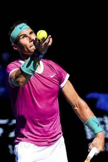 MELBOURNE, AUSTRALIA, JANUARY 25: Rafael Nadal of Spain beats Denis Shapovalov of Canada on day 9 of the 2022 Australian Open at Melbourne Park on January 25, 2022 in Melbourne, Australia, Oceania