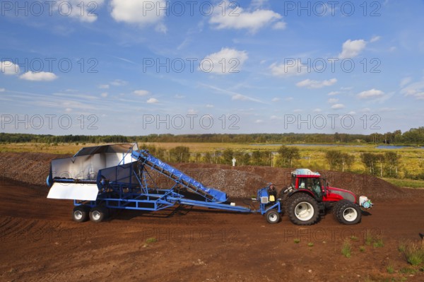 Industrial peat cutting, Himmelmoor, near Quickborn, Schleswig-Holstein, Germany, Europe