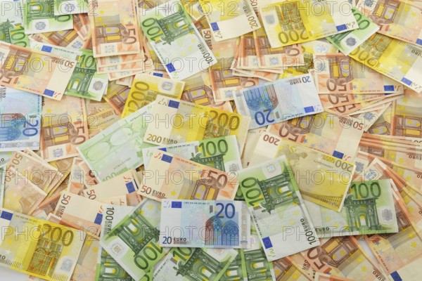 Composition with Euro banknotes. European Union currency