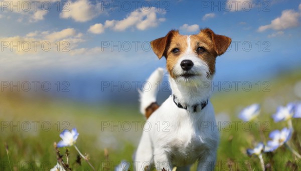 KI generated, animal, animals, mammal, mammals, a, single animal, Jack Russell Terrier, (Canis lupus familiaris), dog, dogs, bitch, hunting dog, dog breed from Australia, a single animal