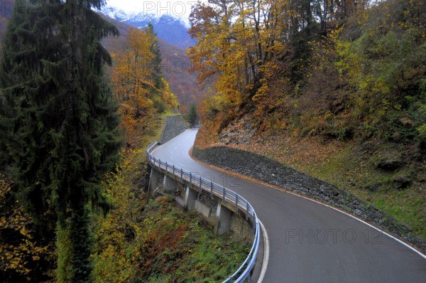 Switzerland, Ticino, narrow-gauge line Locarno, Domodossola, Centovalli, railway, Hundred Valleys, country road, autumn landscape, Europe