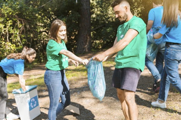 Youth cleaning up forest