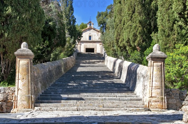 Calvary church and hermitage retreat, Our Lady of the Angels (Església de Nostra Senyora dels Àngels), Pollenca, Mallorca, Balearic Islands, Spain, Europe