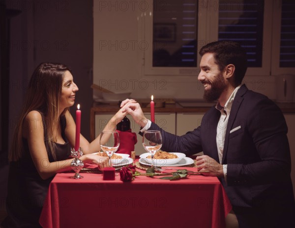 Young couple having romantic dinner