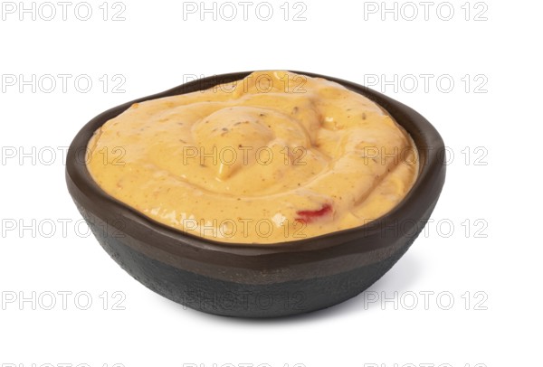 Bowl with Cocktail sauce isolated on white background