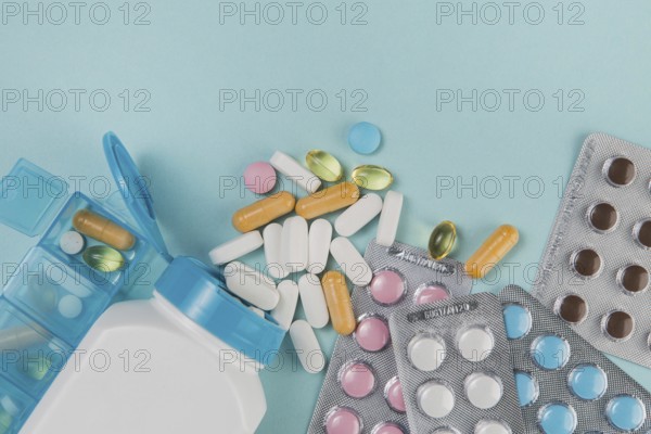 Top view variety medicine tablets. Resolution and high quality beautiful photo