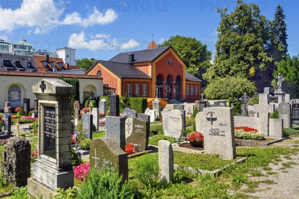 Funeral Hall, Protestant Cemetery -under the Burghalde-, Kempten, Allgäu, Bavaria, Germany, Europe