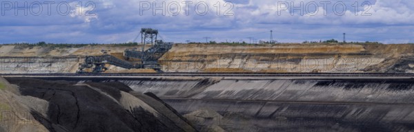 Bucket wheel excavator Takraf 1519 SRs 6300 in the Welzow-Süd opencast lignite mine of Lausitz Energie Bergbau AG (LEAG), Welzow, Lower Lusatia, Brandenburg, Germany, Europe