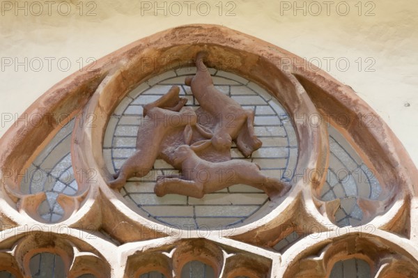 Hare window, Paderborn Cathedral, Paderborn, North Rhine-Westphalia, Germany, Europe