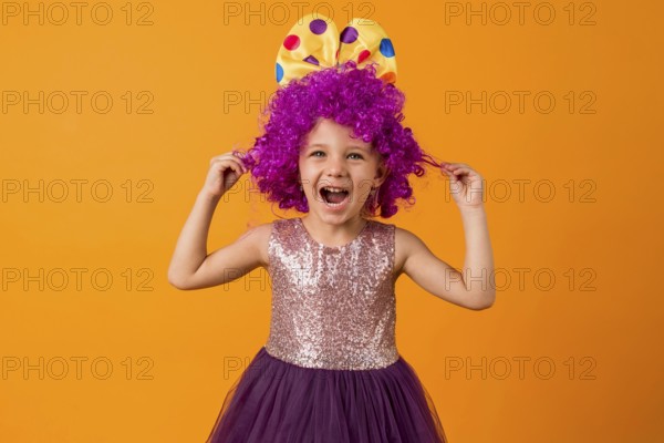 Cute girl with clown wig