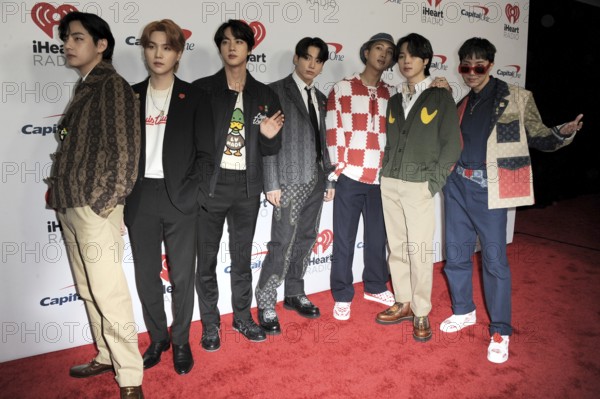 V, Suga, Jin, Jungkook, RM, Jimin and J-Hope of BTS at the 102.7 KIIS FM's Jingle Ball 2021 held at the Forum in Inglewood, USA on December 3, 2021