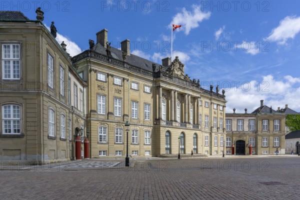 Copenhagen, Denmark - 13 June, 2021: view of Christian VIII Palace on the Amalienborg Castle Square in Copenhagen