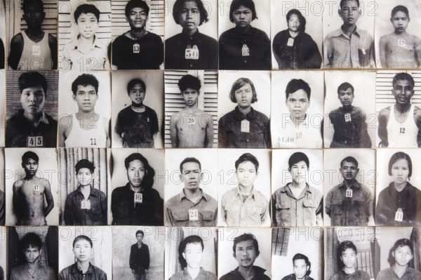 Photos of the prisoners in S21 torture prison in Phnom Penh Cambodia