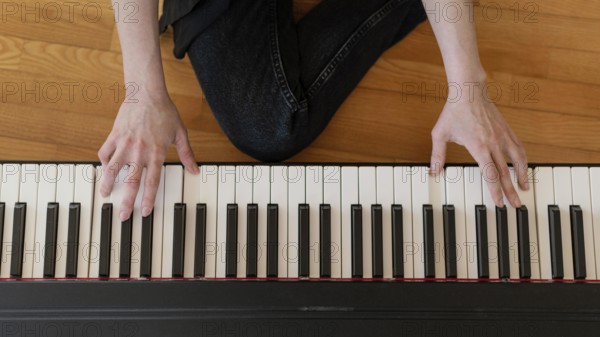 Creative musician practicing home