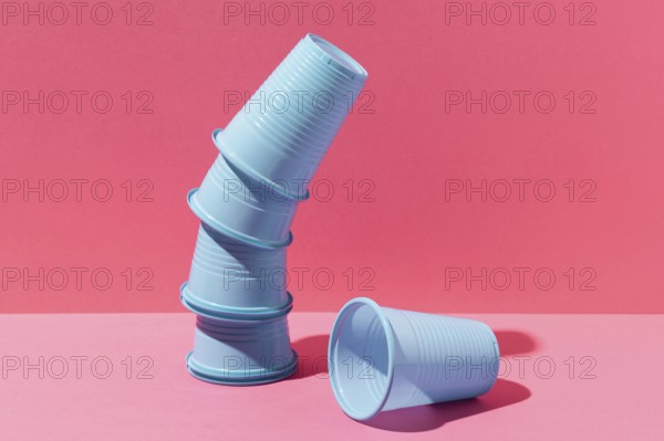 Abstract pile blue plastic cups