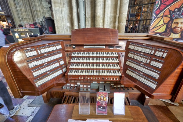 The keyboard of the organ of Stephansdom St. Stephen cathedral in Vienna Austria