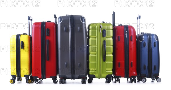 Travel suitcases isolated on white background