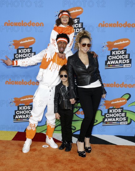 Mariah Carey, Nick Cannon, Moroccan Cannon and Monroe Cannon at the Nickelodeon's 2018 Kids' Choice Awards held at the Forum in Inglewood, USA on March 24, 2018