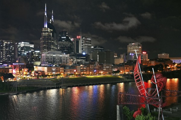 View of the Nashville skyline at night, Tennessee, United States of America