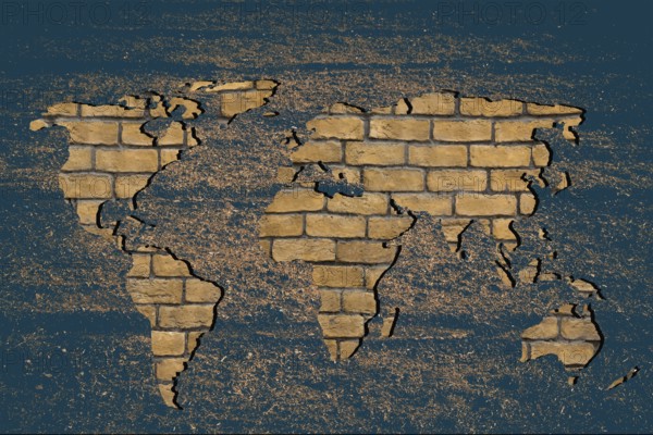 Roughly outlined world map with white background