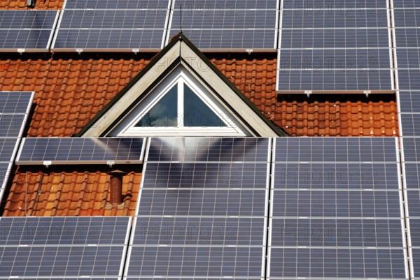 Photovoltaic system on the roof of a house