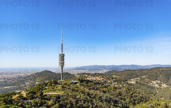 Torre de Collserola television tower on the Tibidabo in Barcelona, Spain, Europe