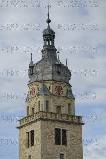 Town church, church tower, tower, church, old town, Hohenlohe, Heilbronn-Franken, Baden-Württemberg, Germany, Europe