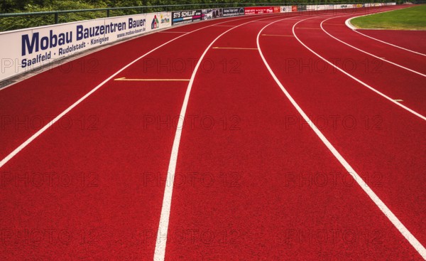 The running tracks of a sports field