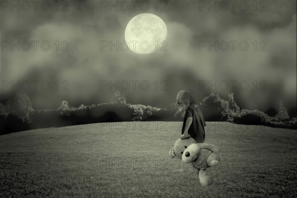 Sleepwalking child at full moon