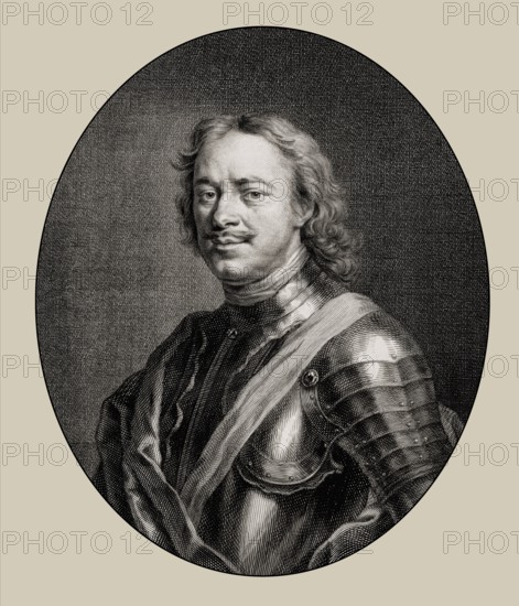 Portrait of Peter the Great, Peter I or Pyotr Alexeyevich Romanov, 1672-1725, Emperor of the Russian Empire, digitally optimized