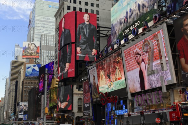 View of the lively billboards in Times Square, Manhattan, New York City, New York, USA, North America