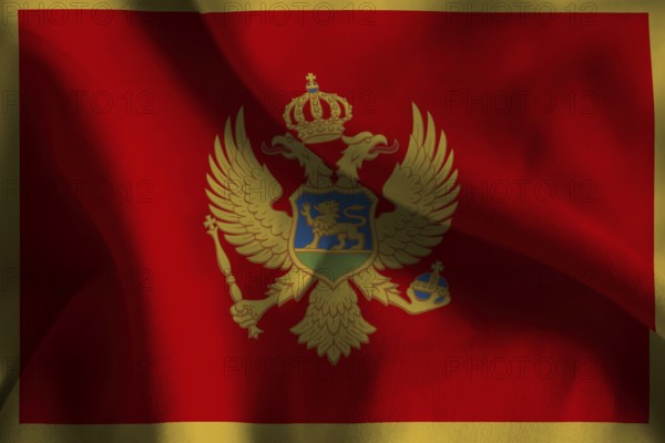 A ruffled fabric flag of Montenegro