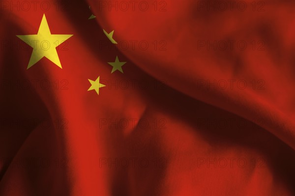 A ruffled fabric flag of China