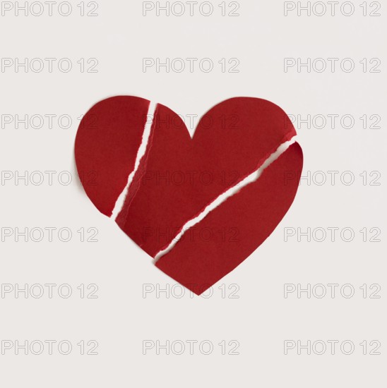 Top view paper heart shape broken. Beautiful photo