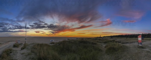 Panorama, sunset, dunes on Sønderstrand, Rømø, Denmark, Europe