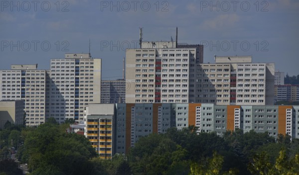 Prefabricated residential buildings in the Marzahn-Hellersdorf district, Berlin, Germany, Europe