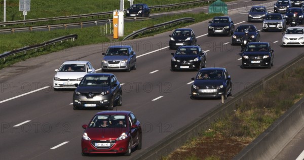 Traffic Jam on Highway A4 near Paris, Car Traffic, France, Europe