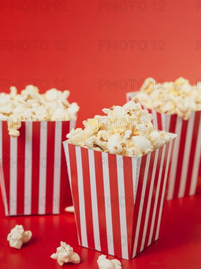 Close up collection striped popcorn boxes