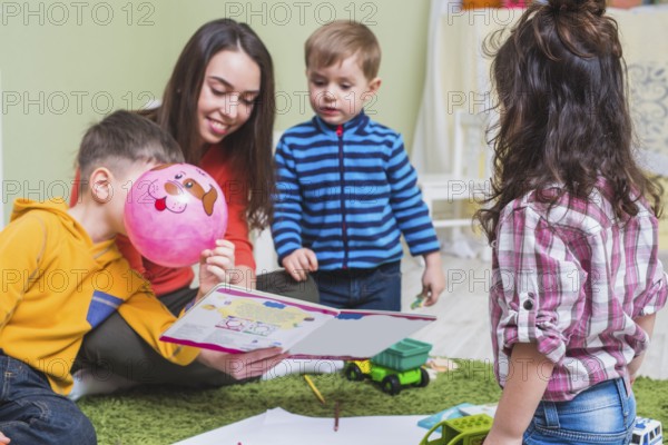 Woman reading stories children