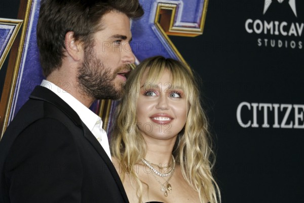 Liam Hemsworth and Miley Cyrus at the World premiere of 'Avengers: Endgame' held at the LA Convention Center in Los Angeles, USA on April 22, 2019