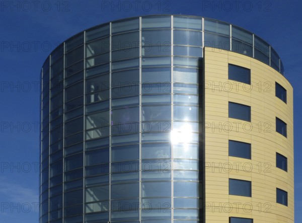 Round office tower in Mühlacker, glass tower, office building