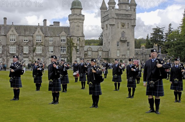 Grampian Police Pipe Band, Balmoral Castle, Aberdeenshire, Scotland, Royal Residence