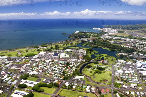 Aerial view of Hilo on Big Island, Hawaii, USA, North America