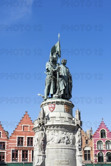 Jan Breydel and Peter De Conik Statue in Market Square Bruges