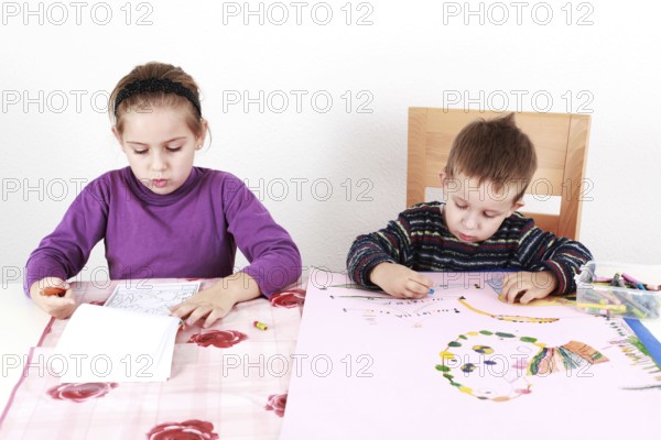 Cute kids drawing and painting