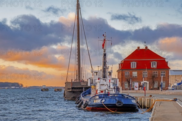Wismar old harbour at sunset