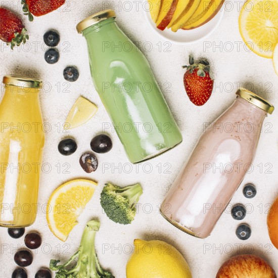 squared colorful arrangement with smoothies. Resolution and high quality beautiful photo