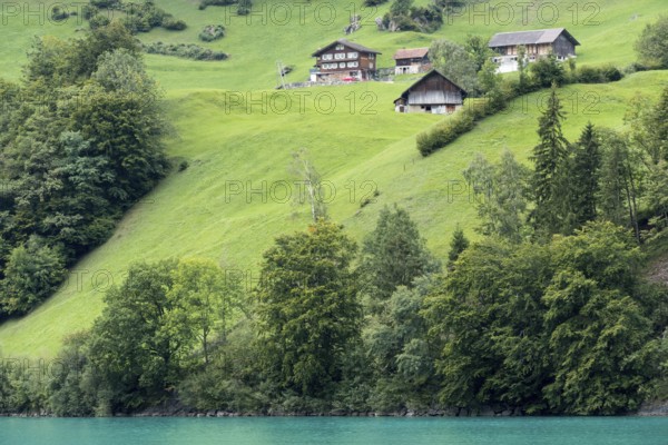 View houses along the SarnerSee near Sachseln Obwalden in Switzerland