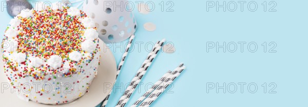 High angle birthday cake with copy space
